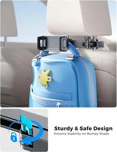 Miniatura 5 de eSamcore Soporte para iPad para asiento trasero de automóvil para niños, reposacabezas [brazo de extensión 3 en 1] soporte de tablet para automóvil