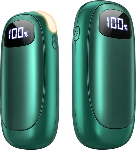 Calentadores de manos recargables, paquete de 2, calefacción eléctrica de doble cara con pantalla LED y linterna, máximo 127 ℉, calentador de
