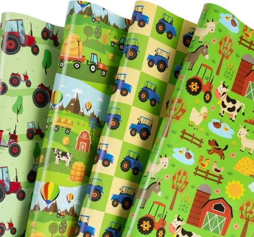 Miniatura 19 de WRAPAHOLIC Hoja de papel de regalo, 12 hojas con bonito diseño de animales para cumpleaños, vacaciones, fiestas, baby shower, 17.5 x 39.3 pulgadas