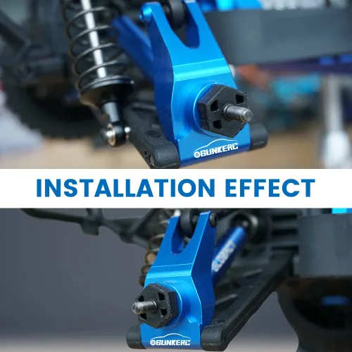 Miniatura 6 de Bloque de dirección frontal de aluminio RC y bloque de ruedas y cubo trasero con rodamientos de bolas, piezas de actualización para 1/10 Arrma Azul