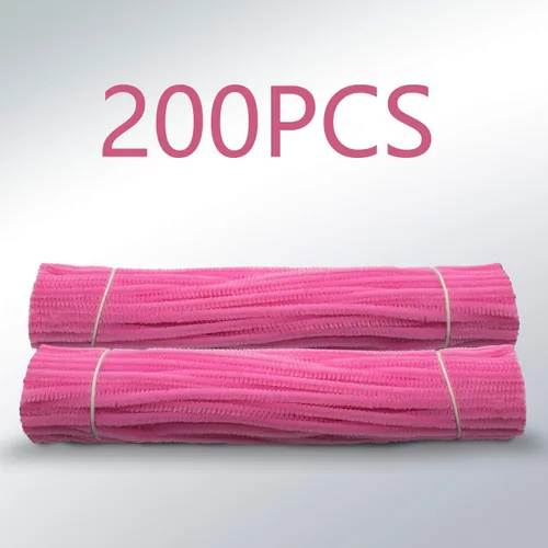 Miniatura 2 de Waycreat 200 piezas de limpiapipas de felpilla rosa para decoración de manualidades (0.236 in x 12 pulgadas)