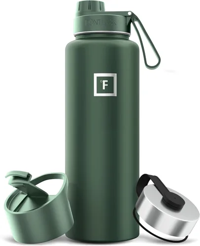 Miniatura 102 de IRON °FLASK Frasco de hidratación para acampar y senderismo con pajilla, botella de agua deportiva de acero inoxidable con aislamiento de boca Dark