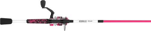 Miniatura 3 de Zebco Roam - Combo de carrete giratorio y caña de pescar, varilla de fibra de vidrio, mango cómodo dividido, perilla de mango suave al tacto, Rosa