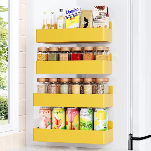 Miniatura 8 de Mystozer Estante Magnético para Especias para Refrigerador, Organizador de Cocina y Estante de Almacenamiento, Negro (Paquete de 6)..