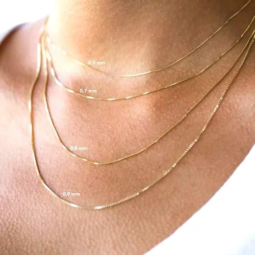 Miniatura 4 de Jewelry Affairs Collar de cadena de oro macizo amarillo de 10 quilates, 0.031 in
