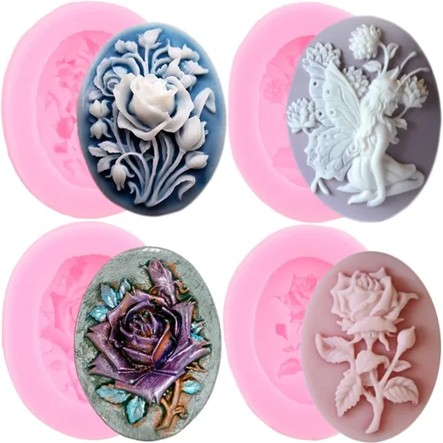 Miniatura 12 de Zixiang Marco de fotos Camafeo Molde de Silicona Molde de Fondant de Flor de Rosa Molde de Señora Avatar Hada Chocolate Molde para Decoración
