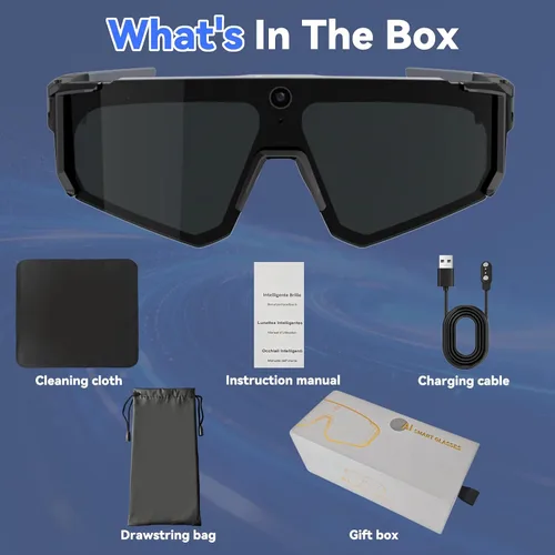 Miniatura 9 de Gafas de cámara AI Pro de 32 MP – Gafas de grabación con estabilización EIS de 6 ejes, asistente de voz ChatGPT, impermeable IP56, cancelación