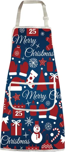Miniatura 8 de Delantales de Navidad para mujeres y hombres, delantal de cocina de Navidad con bolsillos, regalos de Feliz Navidad, delantal de chef para hornear