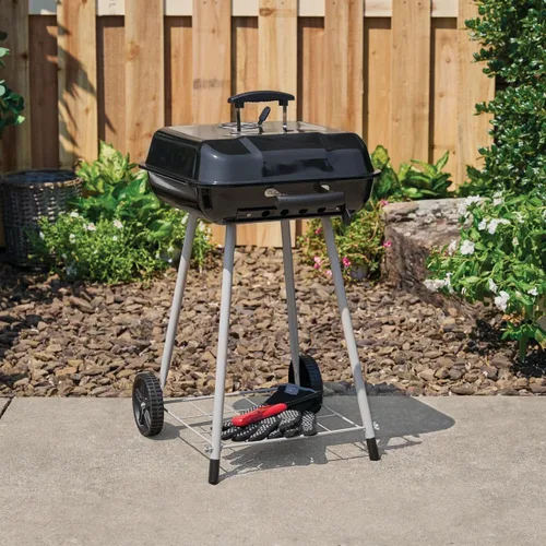 Miniatura 4 de Parrillas de carbón para barbacoa de 17.5 pulgadas con ruedas, espacio libre para parrilla de ahumador, superficie de cocción de 302 pulgadas