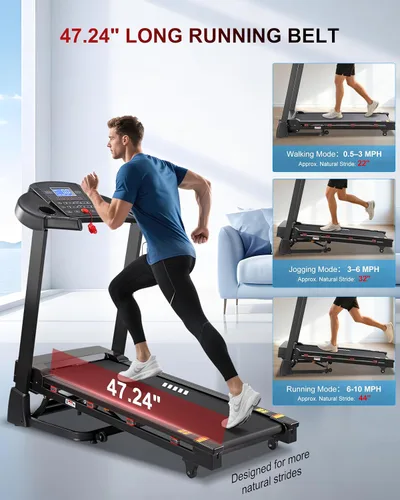 Miniatura 3 de Treadmill with 15-Level Auto Incline, Folding Treadmill for Home, 0.6-10 MPH, 350 LB Capacity, 18.11" Wide Running Belt, 3.5 HP, Shock Absorption