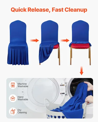 Miniatura 63 de VEVOR 150 fundas blancas para sillas de poliéster y elastano, fundas elásticas para bodas, fiestas, comedor, banquetes, sin pinzas, 150