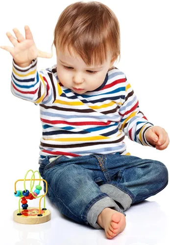 Miniatura 6 de Juguete de laberinto de cuentas para niños pequeños, montaña rusa colorida de madera, juguetes educativos circulares, juguetes de aprendizaje