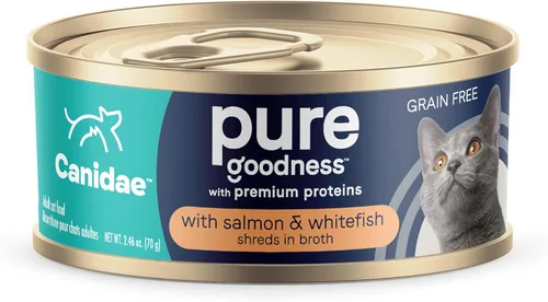 Miniatura 9 de Canidae Pure Adore - Alimento húmedo prémium para gatos, atún, pollo y caballa en caldo, 2.46 onzas (caja de 24), sin granos
