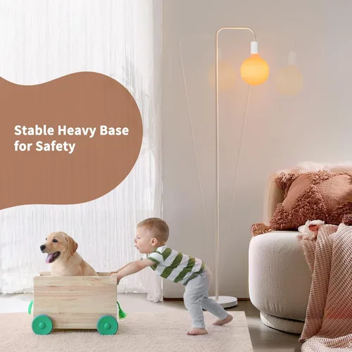Miniatura 4 de ONEWISH Lámpara de pie para sala de estar, lámpara de pie minimalista con bombilla LED moderna, vidrio blanco esmerilado de 6 pulgadas, 1800 K