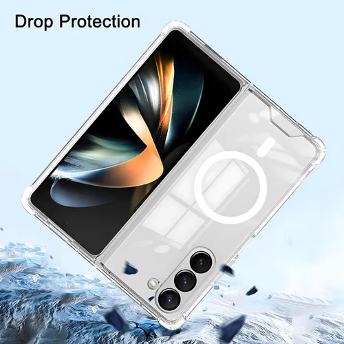 Miniatura 2 de Funda magnética transparente para Samsung Galaxy Z Fold 5 [compatible con accesorios MagSafe] Funda magnética delgada a prueba de golpes
