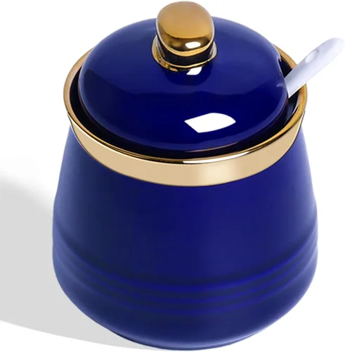 Miniatura 9 de Azucarero de 12 oz con tapa y cuchara, tarro de azúcar de cerámica simple, contenedor de azúcar, dispensador de azúcar, accesorios de barra de café