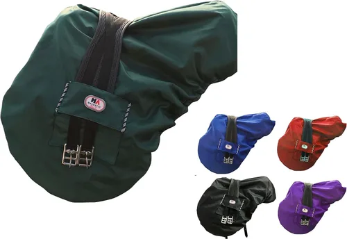 Majestic Ally Funda de sillín de nailon impermeable con forro polar inglés, varios colores (verde cazador)