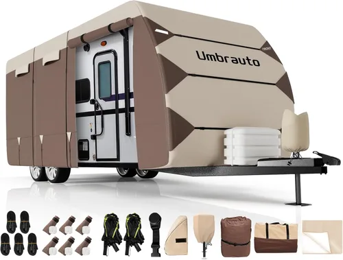 Miniatura 8 de Umbrauto Cubierta para caravana de 5ª rueda de 28 a 31 pies, 7 capas superiores extra gruesa, cubierta de quinta rueda, impermeable, resistente al