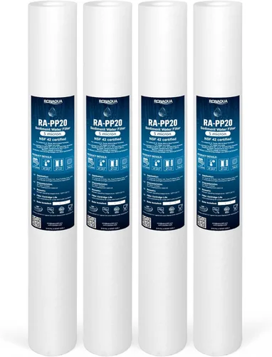 Miniatura 12 de Ronaqua Cartucho de filtro de agua de sedimentos estándar de 5 micrones de 20 x 2.5 pulgadas, certificado NSF, filtración de 4 capas para sistemas