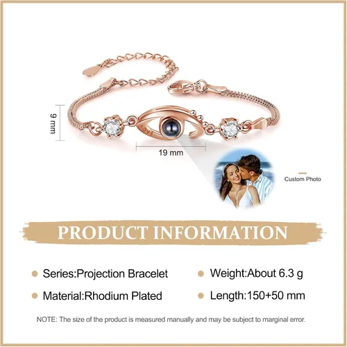 Miniatura 2 de Pulsera de proyección de fotos, pulsera personalizada con imagen en el interior, pulsera de fotos personalizada para parejas, amigas y mujeres