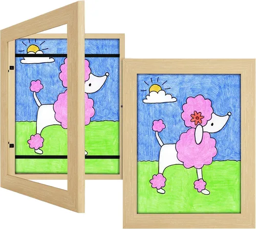 Miniatura 12 de Paquete de 3 marcos de arte infantil en grano de madera negra, 10 x 12.5 pulgadas con paspartú, 8.5 x 11 pulgadas sin paspartú, apertura frontal