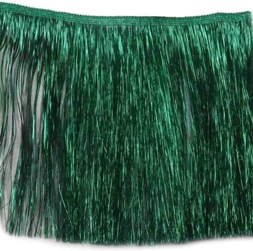 Miniatura 13 de Borde de flecos de oropel iridiscente, 10 yardas × 6 pulgadas de ancho con borlas holográficas para vestido de baile latino, decoración de fiesta