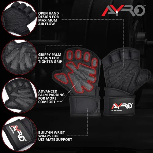 Miniatura 2 de AYRO Workout Gloves for Men & Women – Gym Gloves for Men, Weight Lifting Gloves, with Wrist Support, Breathable Palm Padding, Non-Slip Grip – Ideal