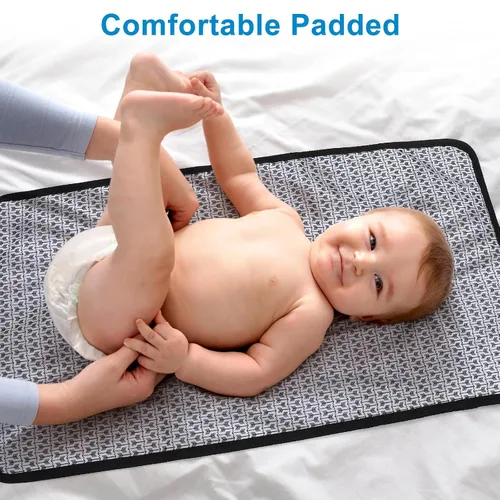 Miniatura 3 de Accmor Cambiador de pañales portátil, tapete cambiador de bebé impermeable, plegable y portátil, cambiador de viaje para bebé, negro