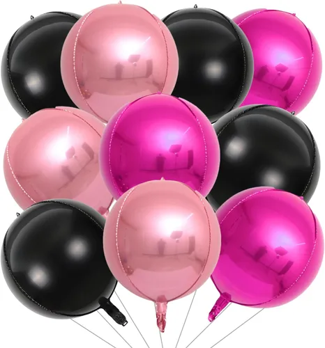 Miniatura 15 de KALOR Globos de papel de aluminio de 22 pulgadas de feliz año nuevo, 10 piezas, globos grandes 4D gigantes redondos de papel de aluminio metálico
