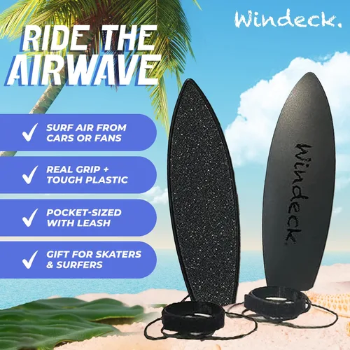 Miniatura 4 de Tabla de surf de dedo Windeck – Juguete de surf mini de mano azul y rojo con correa y cinta adhesiva Juguete de surf de aire de 5" para paseos