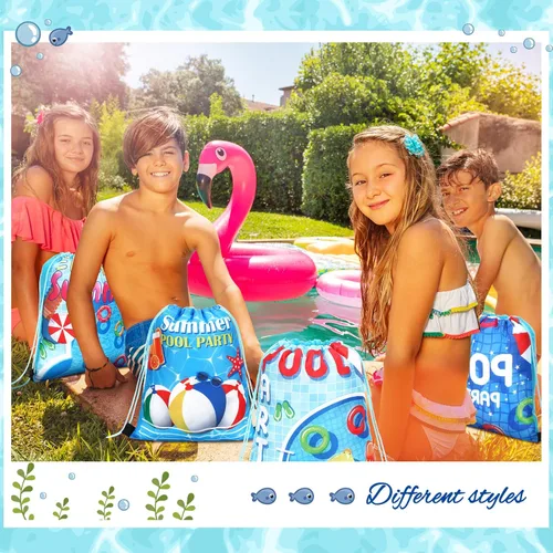Miniatura 6 de Marsui 24 piezas Bolsas de regalo con cordón para fiesta en la piscina, bolsas de golosinas para regalos de fiesta, bolsas de dulces para regalos