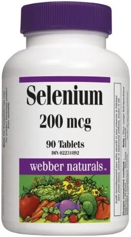 Webber Naturals Selenio, 200mcg, 90 tabletas x 5 botellas