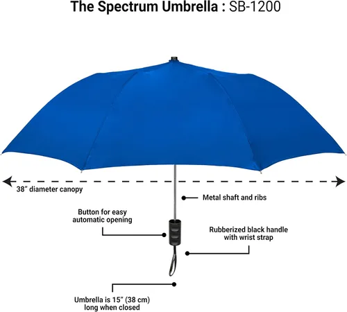 Miniatura 76 de STROMBERGBRAND UMBRELLAS The Spectrum Popular Style - Paraguas de viaje compacto de 42 pulgadas para lluvia, viento y sol, resistente y ligero