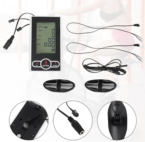 Miniatura 4 de Monitor de computadora de bicicleta estática con pantalla de velocímetro, sensor de frecuencia cardíaca para bicicleta estacionaria, máquina