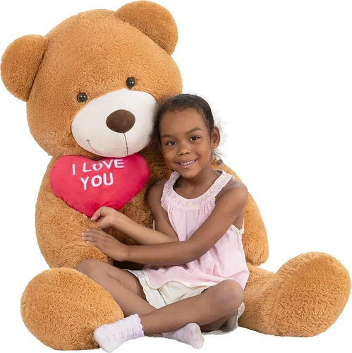 Miniatura 13 de MaoGoLan Oso de peluche gigante de 52" Oso de peluche - Te amo Corazón rojo Oso de peluche grande para regalo de San Valentín, aniversario, larga