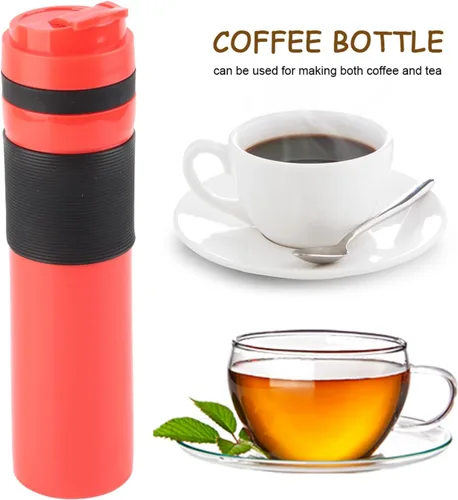 Miniatura 2 de Acouto Viaje prensa francesa 11.8 fl oz botella portátil té cafetera agua potable taza taza taza para viajar acampar al aire libre rojo