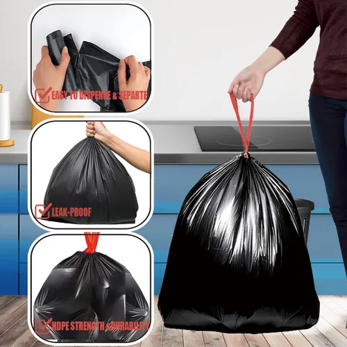 Miniatura 5 de BEIDOU-PAC Bolsas de basura de 2 a 4 galones, 100 unidades a granel, pequeñas bolsas de basura multiusos negras y sin perfume para negocios, hogar
