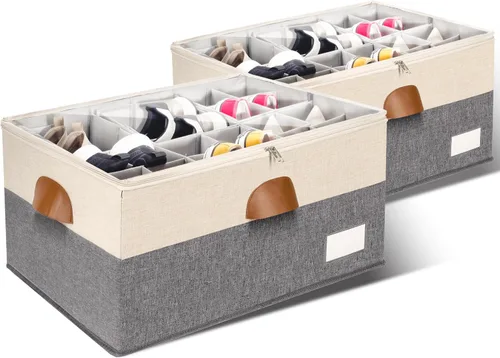 Miniatura 9 de Paquete de 1 organizador de zapatos para armario, contenedores de almacenamiento ajustables para zapatos, contenedores grandes plegables