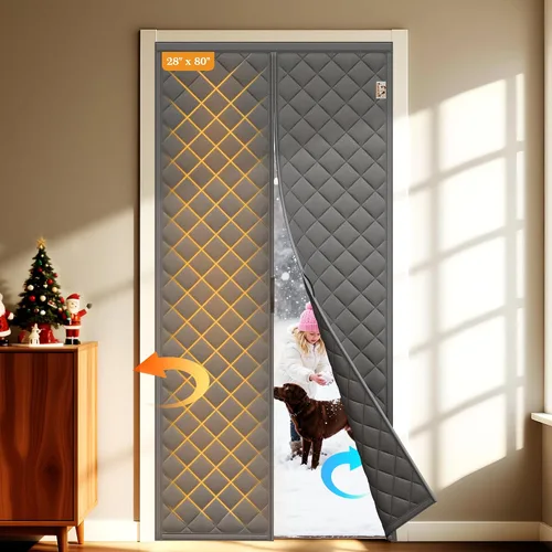 Miniatura 12 de Yotache Cortina Magnética con Aislamiento Térmico para Puertas de 60 x 80 pulgadas, Tamaño de la Cortina de 62" x 82" Material Oxford Resistente a