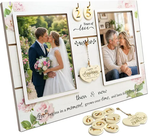 A'arkaJ (1-99º) Marco de Fotos de Aniversario de Boda, Regalo de Aniversario de Boda para Pareja, Recién Casados. Regalo de Compromiso para Ella o