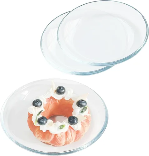 Miniatura 2 de Platos redondos de vidrio templado de 7 pulgadas, pequeños mini aperitivos, frutas, ensaladas y pasteles, juego de 3