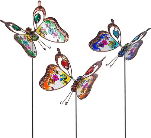 Miniatura 8 de Paquete de 5 Estacas Decorativas de Jardín con Mariposas, Decoración al Aire Libre de Metal para Patio y Jardín