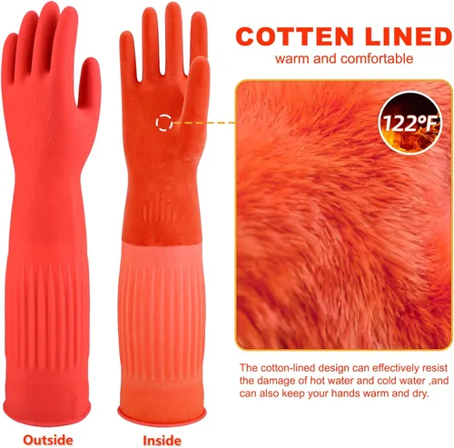 Miniatura 4 de Guantes de goma North Tower para limpieza de cocina para lavar platos, guantes resistentes al calor para lavar platos, 18 pulgadas, 2 pares pequeños