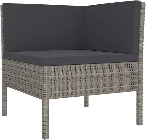Miniatura 5 de Ensemble de Salon de Jardin Modulaire 9 Pièces Gris Anthracite avec Coussins, Résistant aux Intempéries, Confortable et Design Moderne Pour