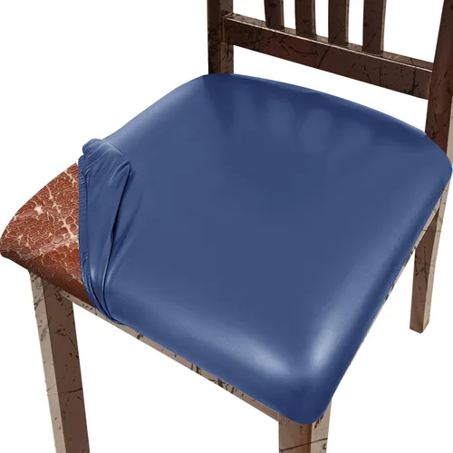 Miniatura 13 de Juego de 4 fundas de asiento para sillas de comedor de cuero PU, impermeables, fundas elásticas para sillas de comedor/cocina/hotel, fundas