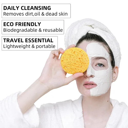 Miniatura 2 de 120 esponjas faciales comprimidas, 100 % natural, esponjas cosméticas de spa de celulosa para limpieza facial diaria, maquillaje y eliminación