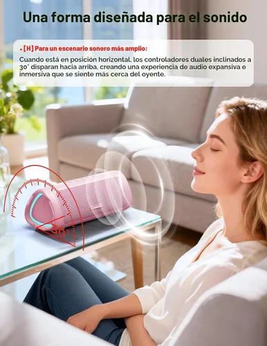 Miniatura 8 de Altavoz Bluetooth, sonido HD de 20 W, inalámbrico portátil, IPX5 impermeable, hasta 24 horas de reproducción, TWS, para hogar, fiesta, exterior, Rosa