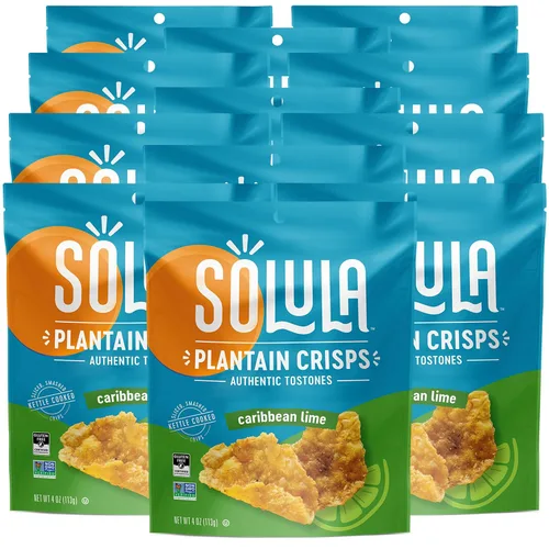 Miniatura 21 de Solula Plátano Crisps Authentic Tostones, lima caribeña, 4 onzas (paquete de 3), papas fritas cocidas, sin gluten, aptas para paleo, sin granos