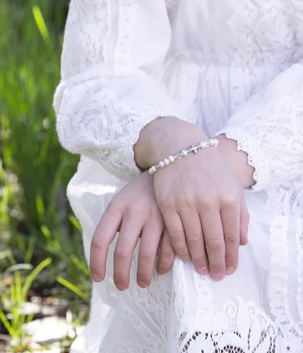 Miniatura 3 de Pulsera infantil de plata de ley con cruz para primera comunión, bautismo o bautizo
