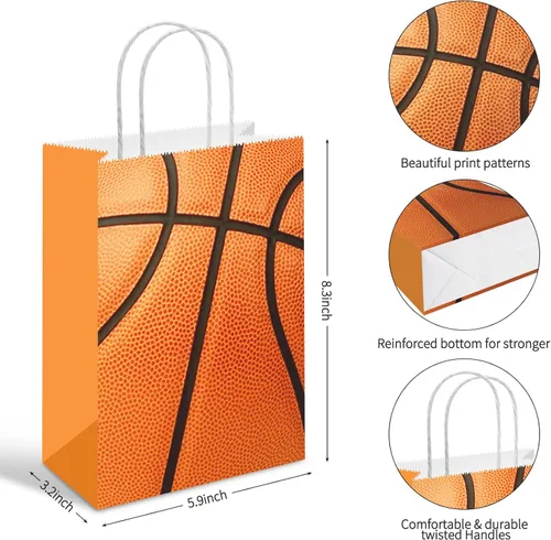 Miniatura 2 de 16 bolsas de regalo de fiesta de baloncesto para suministros de fiesta de baloncesto, decoración de cumpleaños, recuerdos de fiesta, bolsas